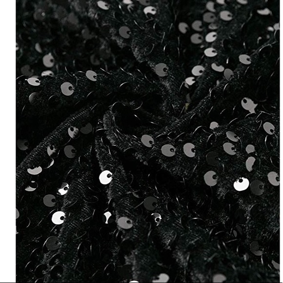 Black Sequin Gown With Slit - Picture 5 of 6